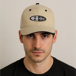 Chicago Illinois Baseball Hat Tan & Black Activewear Sporty Athletic Casual